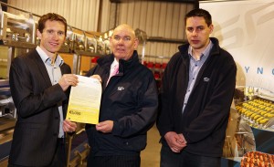 Trevor McSharry pictured with Seamus Farrell (MD) and Ciaran Iassac (Project Engineer), of SF Engineering. 