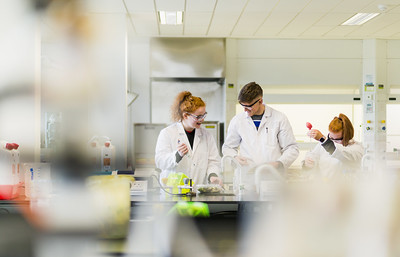 Three IT Sligo Students in a lab