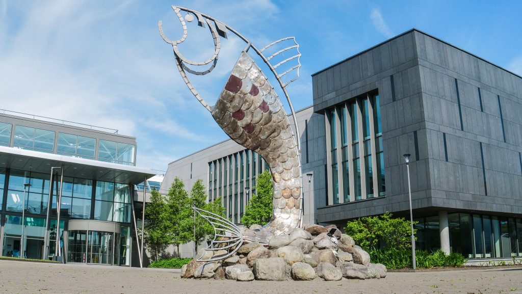 Campus building with Salmon of Knowledge