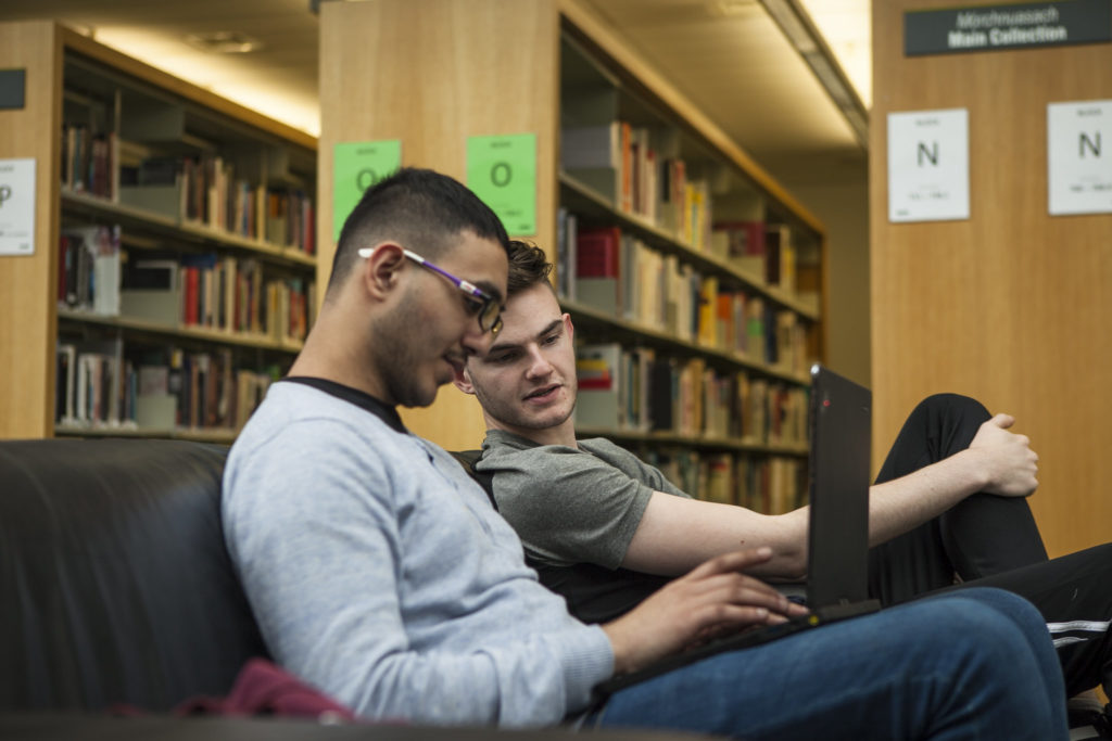 Students in the library