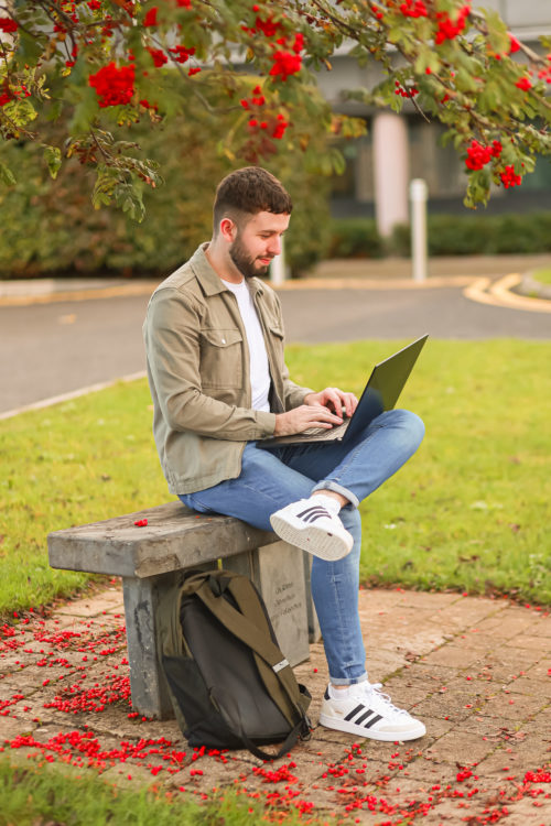 A student on a laptop