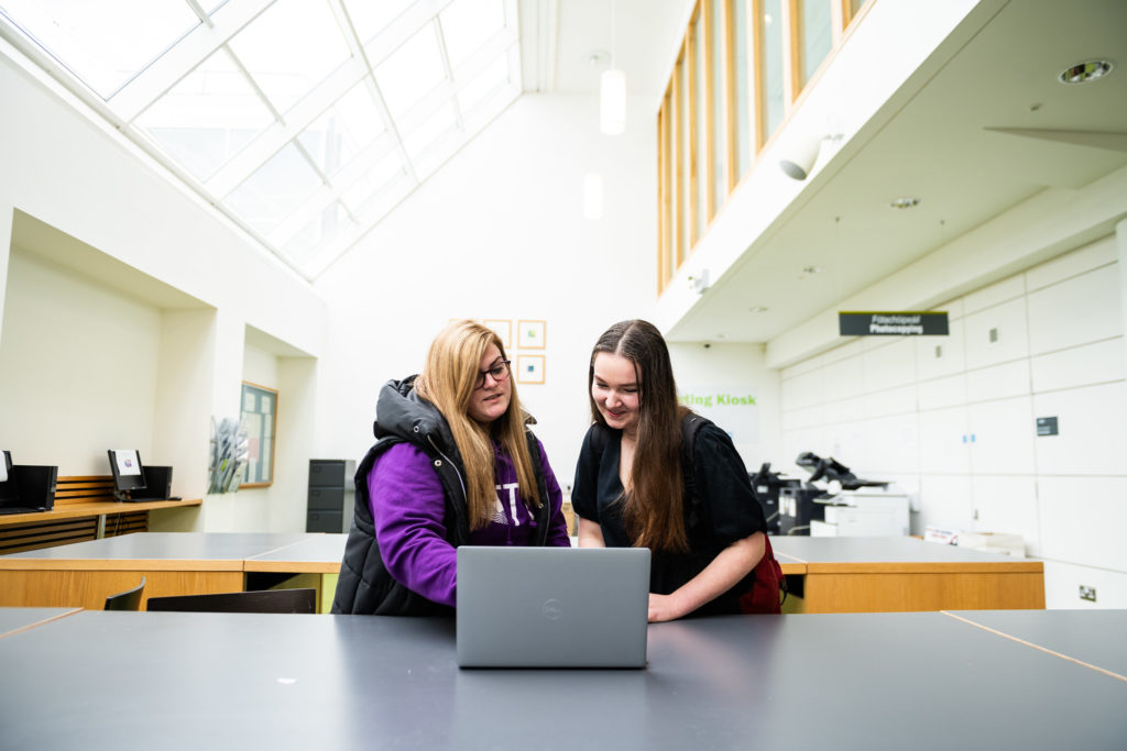 Students in a library